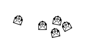 Une image avec des icônes d'enveloppes symbolisant des messages ou des courriels.